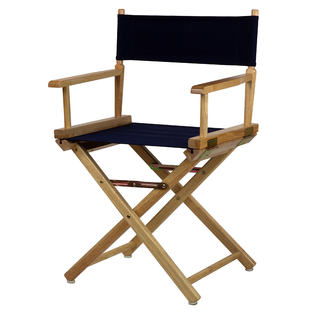 18" Director's Chair Natural Frame-Navy Blue Canvas. Picture 4