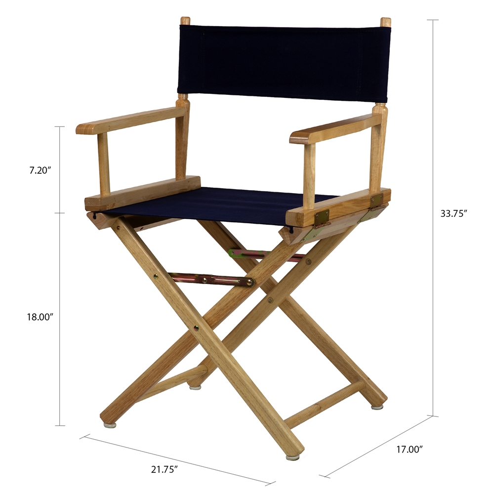 18" Director's Chair Natural Frame-Navy Blue Canvas. Picture 5