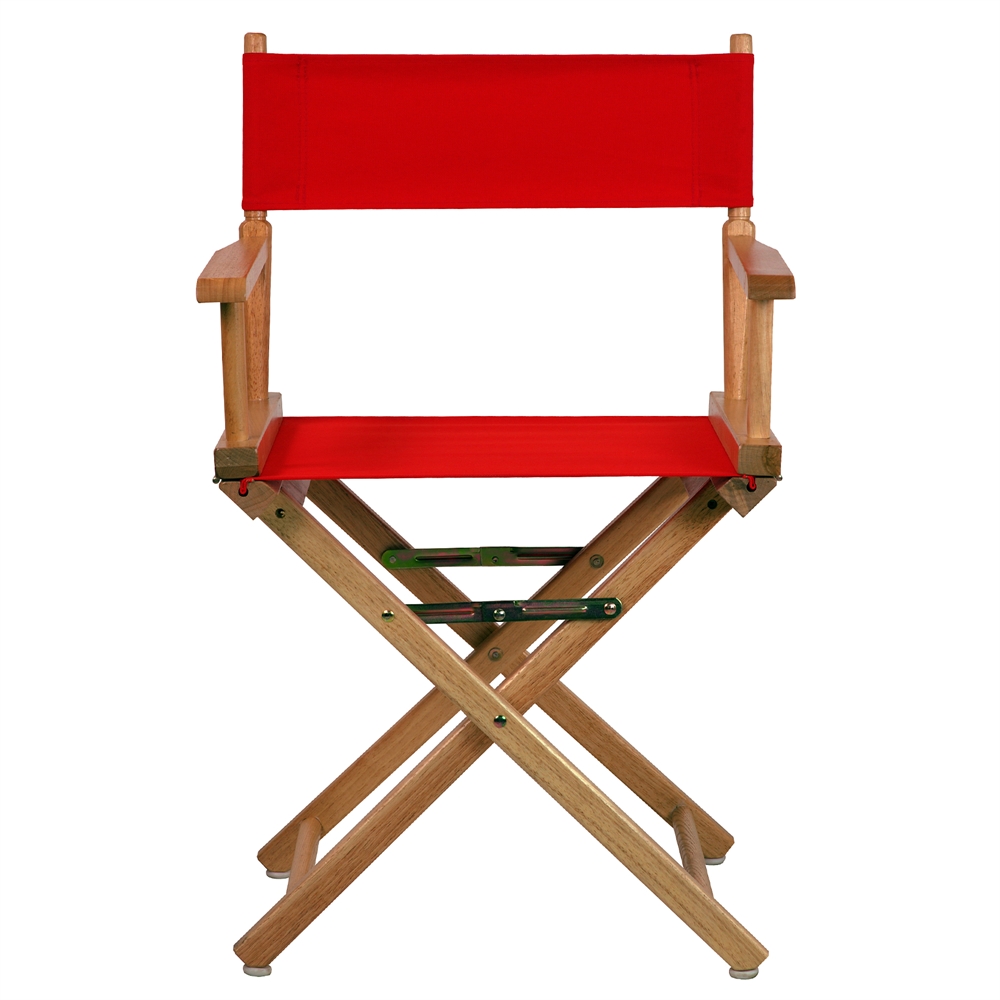 18" Director's Chair Natural Frame-Red Canvas. Picture 1