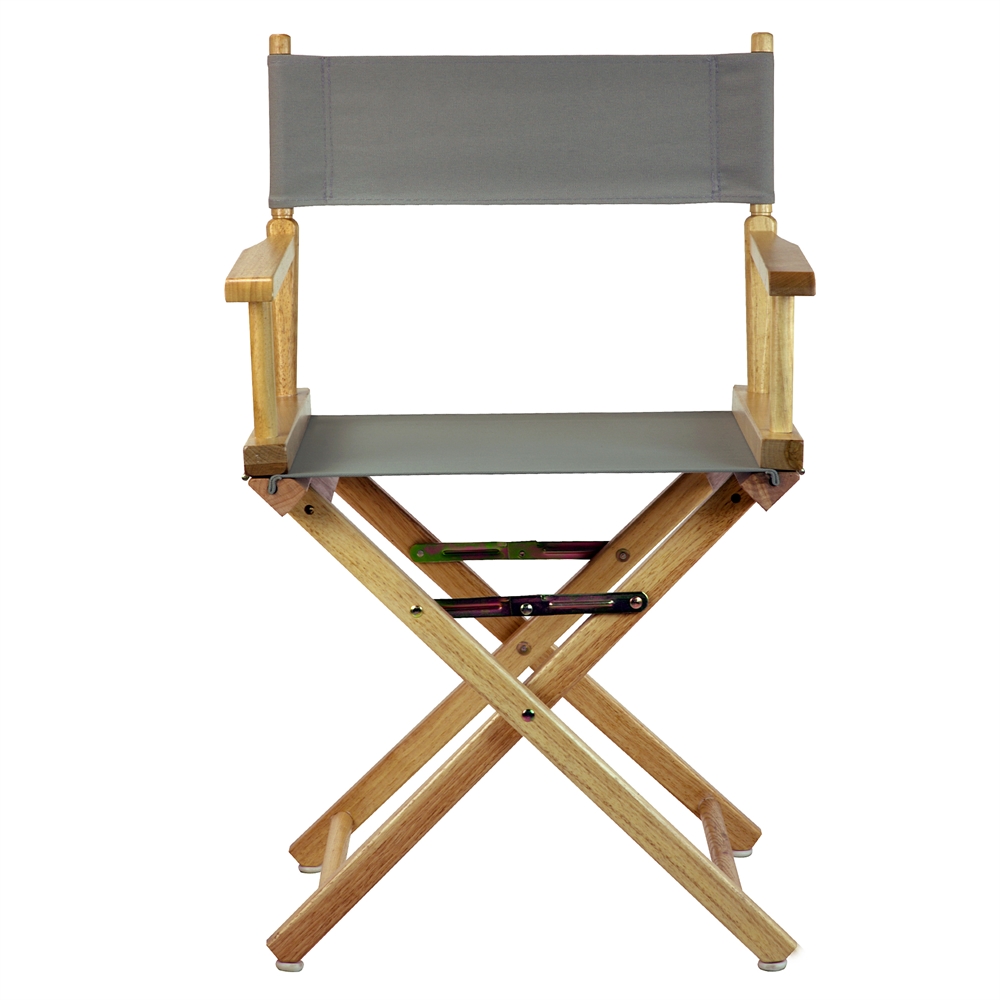 18" Director's Chair Natural Frame-Gray Canvas. Picture 1