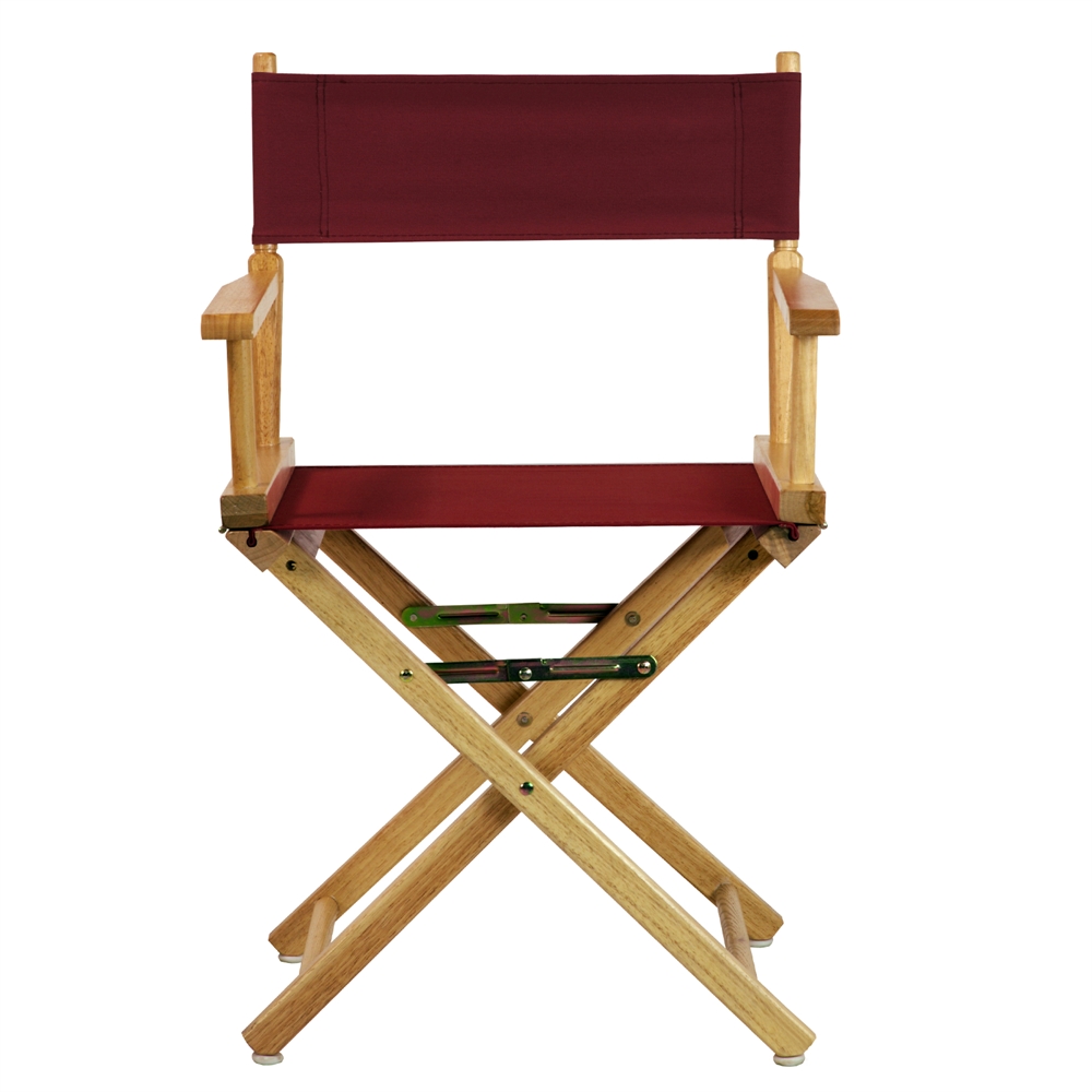 18" Director's Chair Natural Frame-Burgundy Canvas. Picture 1