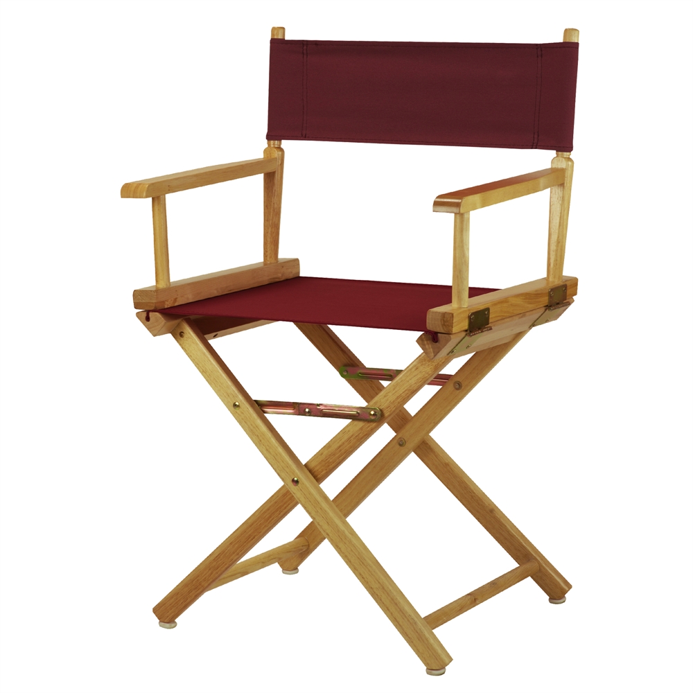 18" Director's Chair Natural Frame-Burgundy Canvas. Picture 4