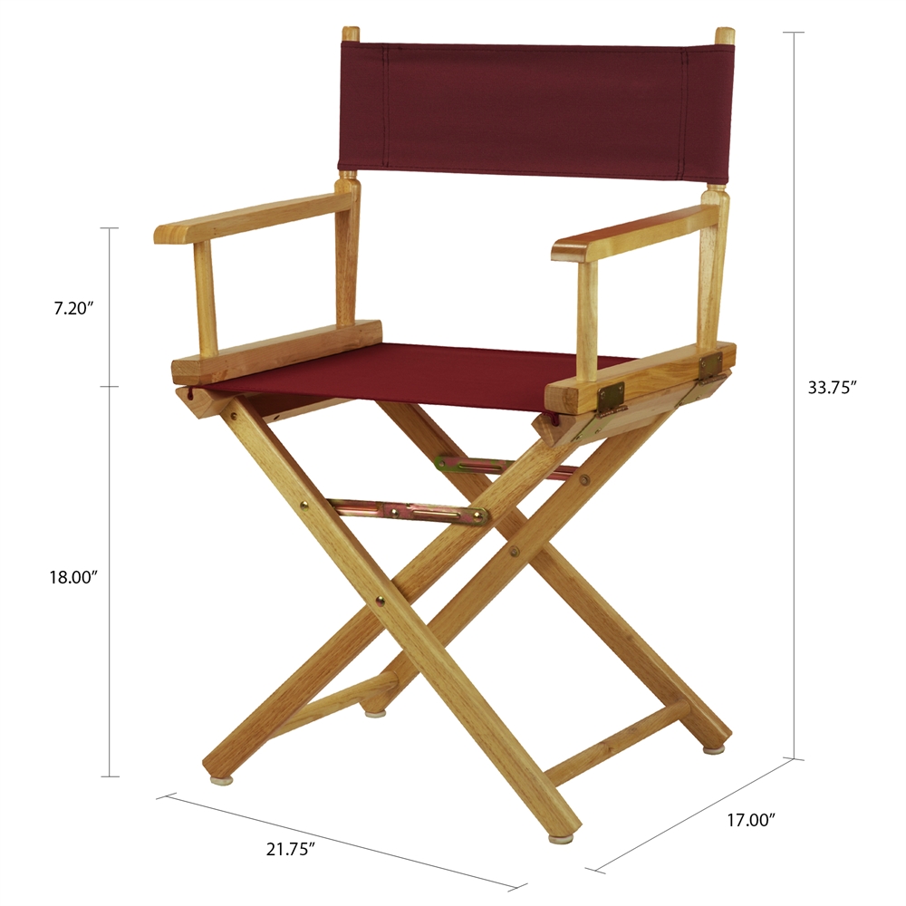 18" Director's Chair Natural Frame-Burgundy Canvas. Picture 5