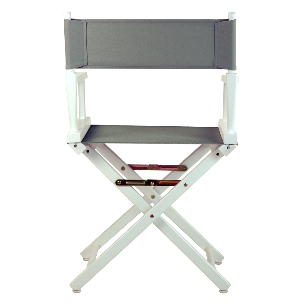 18" Director's Chair White Frame-Gray Canvas. Picture 3