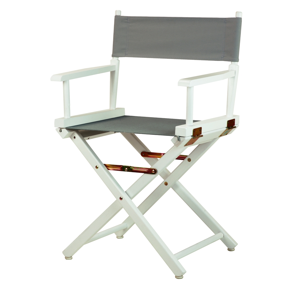 18" Director's Chair White Frame-Gray Canvas. Picture 4