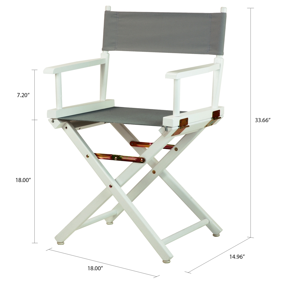 18" Director's Chair White Frame-Gray Canvas. Picture 5