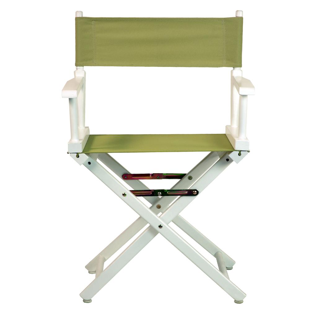 18" Director's Chair White Frame-Olive Canvas. Picture 1