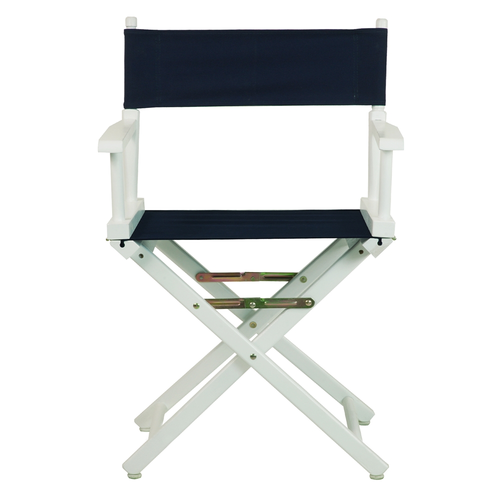 18" Director's Chair White Frame-Navy Blue Canvas. Picture 1