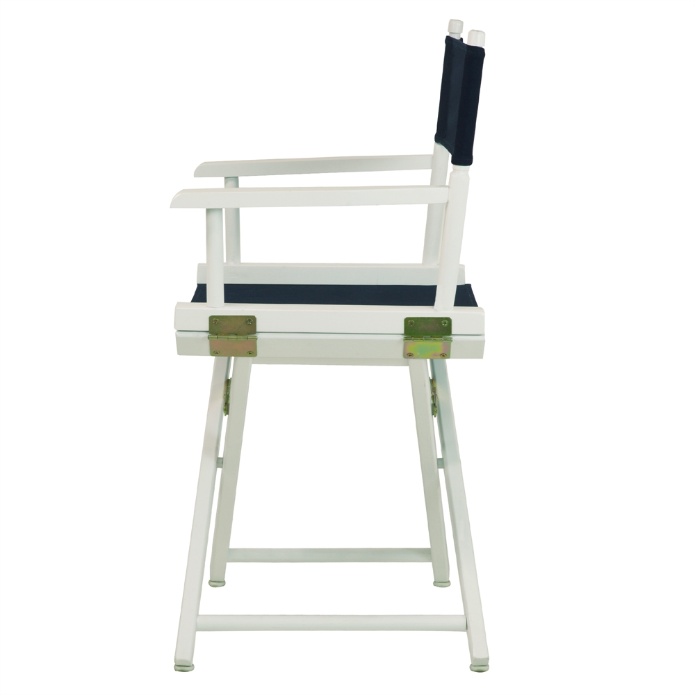 18" Director's Chair White Frame-Navy Blue Canvas. Picture 2