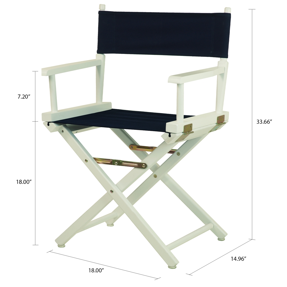 18" Director's Chair White Frame-Navy Blue Canvas. Picture 5