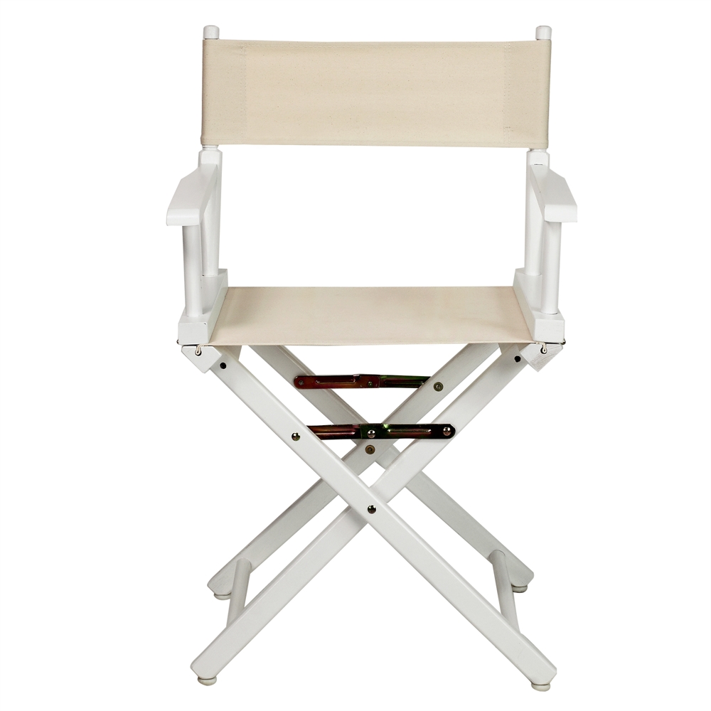 18" Director's Chair White Frame-Natural/Wheat Canvas. Picture 1