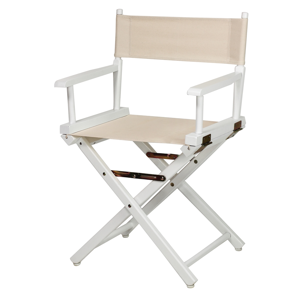 18" Director's Chair White Frame-Natural/Wheat Canvas. Picture 4