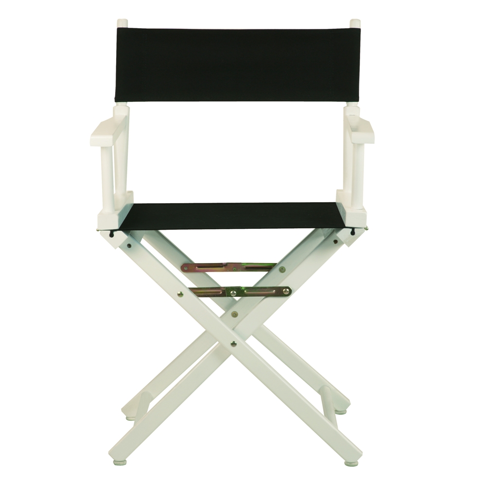 18" Director's Chair White Frame-Black Canvas. Picture 1