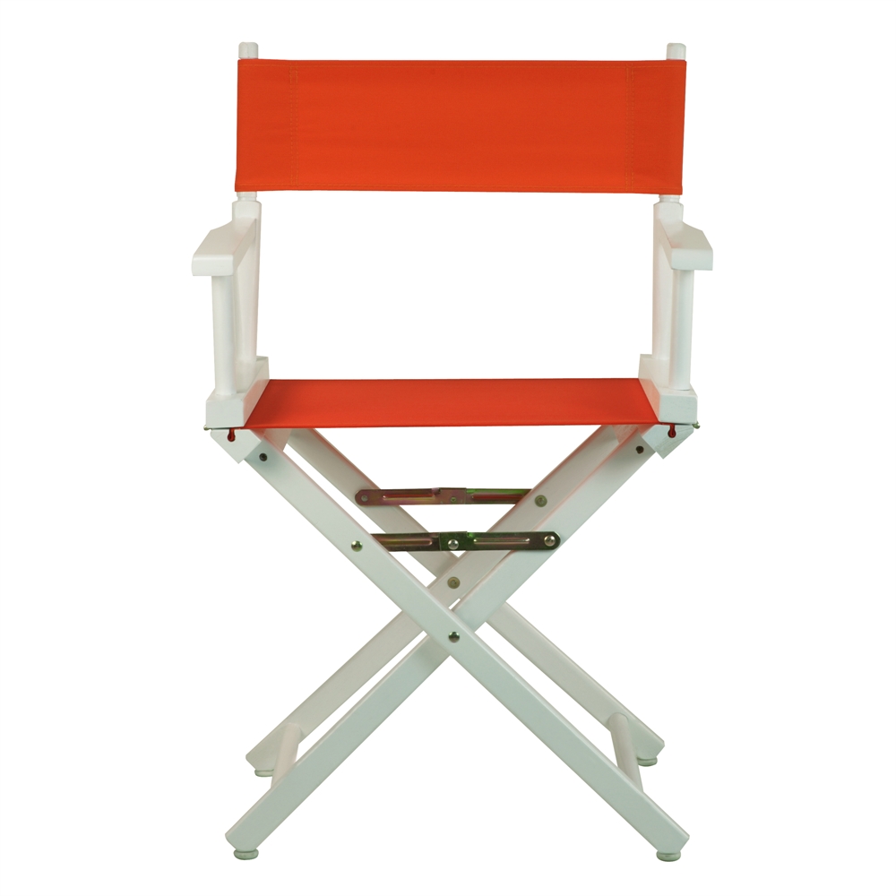 18" Director's Chair White Frame-Orange Canvas. Picture 1