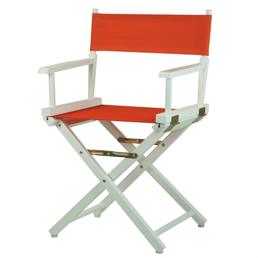 18" Director's Chair White Frame-Orange Canvas. Picture 4