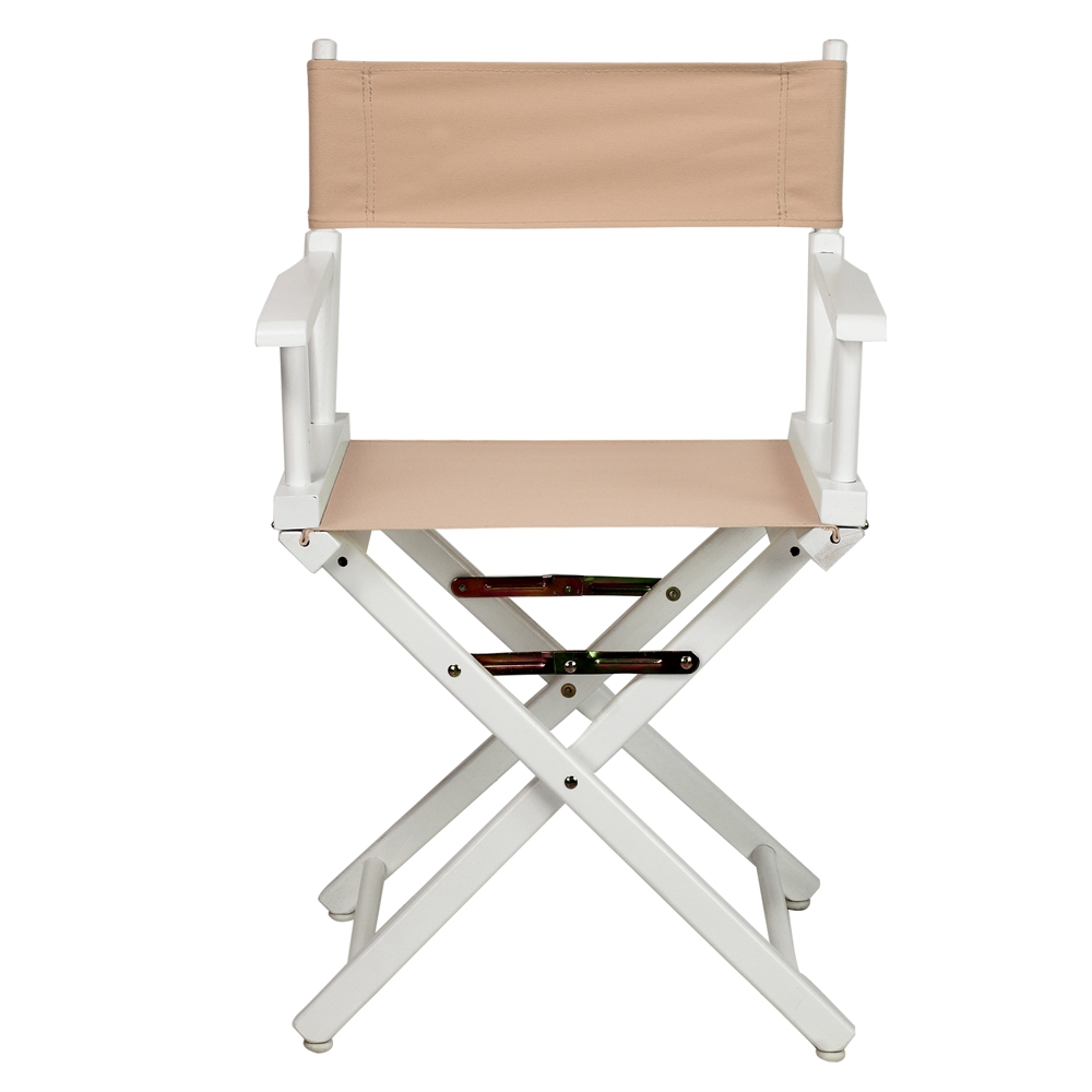18" Director's Chair White Frame-Tan Canvas. Picture 1