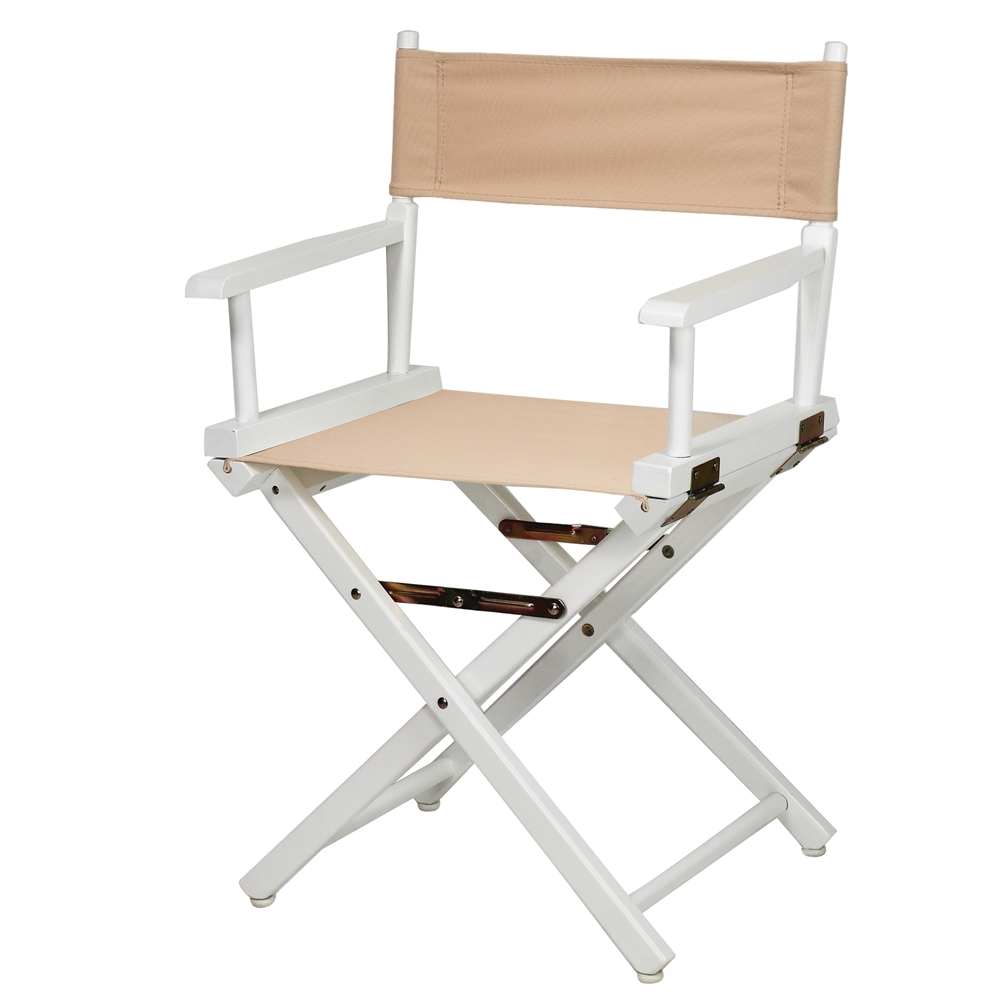18" Director's Chair White Frame-Tan Canvas. Picture 2