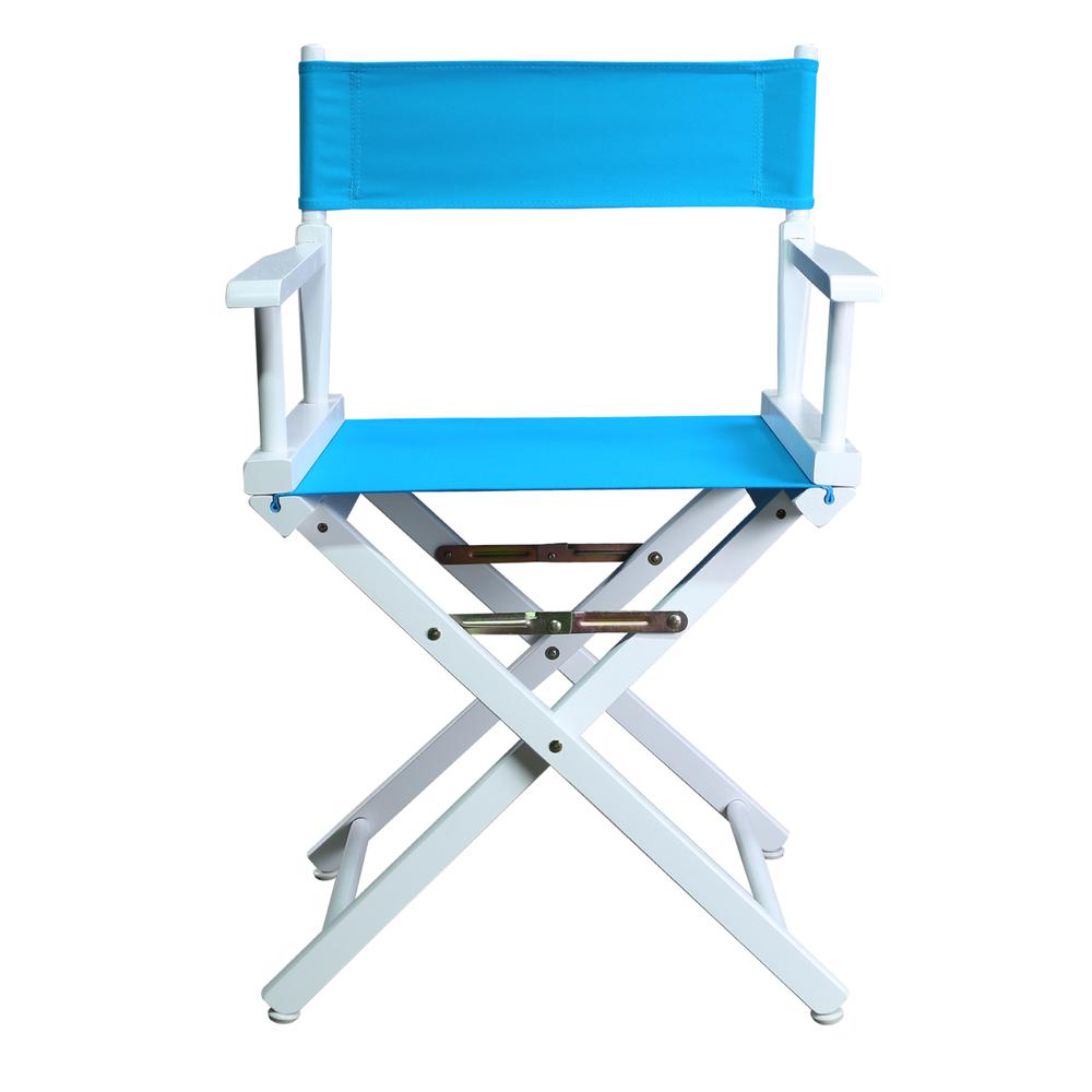 18" Director's Chair White Frame-Turquoise Canvas. Picture 1