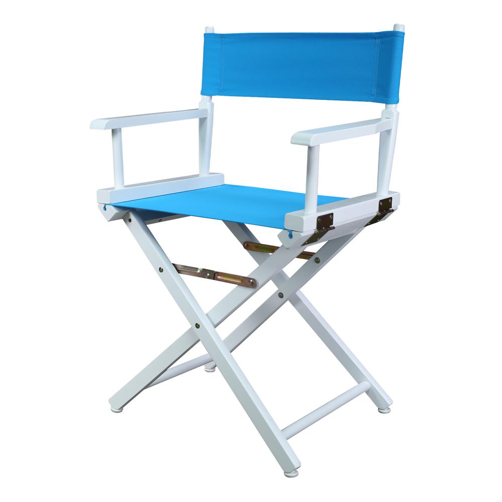18" Director's Chair White Frame-Turquoise Canvas. Picture 5