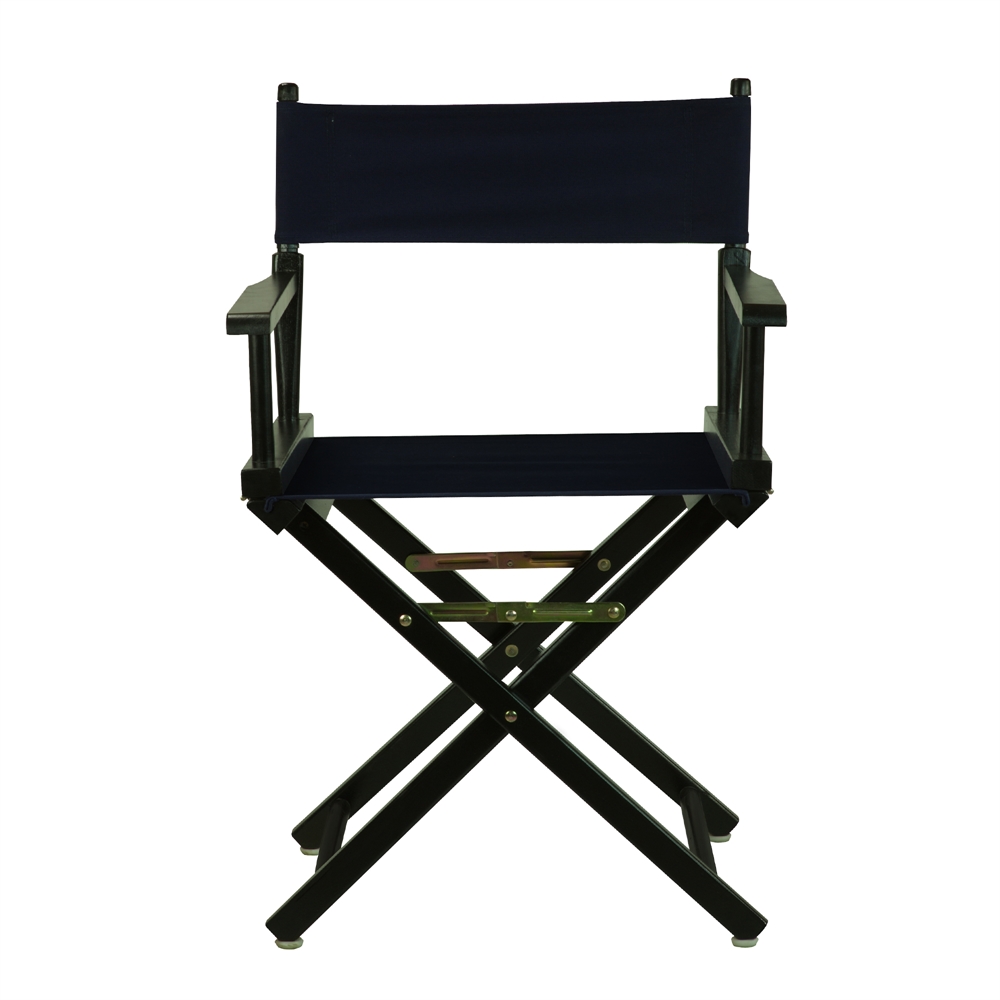 18" Director's Chair Black Frame-Navy Blue Canvas. Picture 1