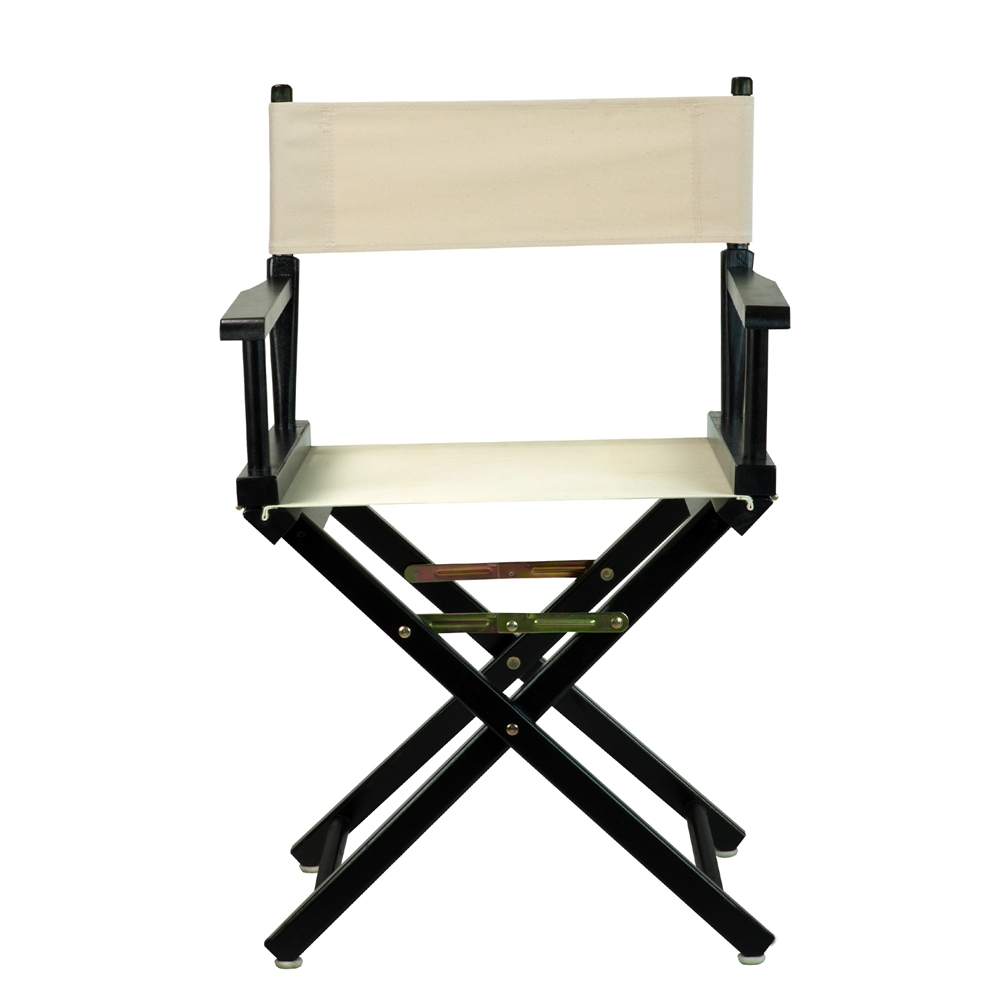 18" Director's Chair Black Frame-Natural/Wheat Canvas. Picture 1
