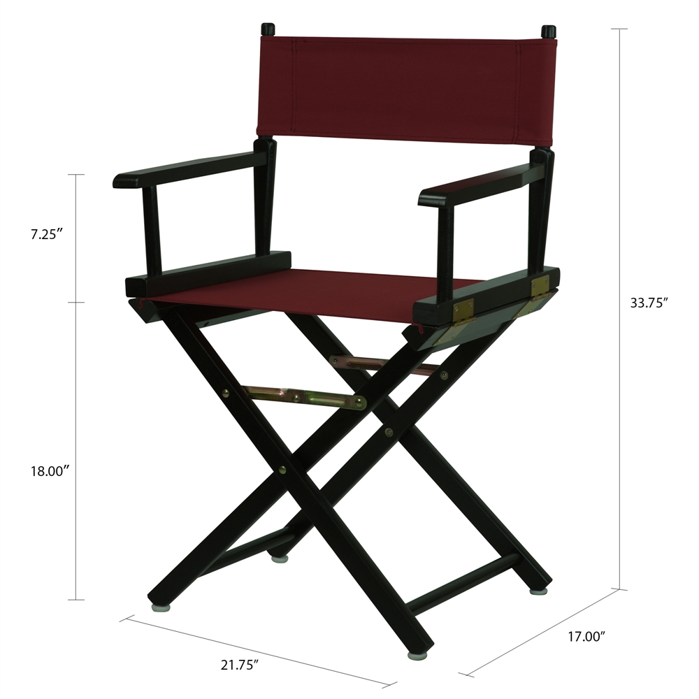 18" Director's Chair Black Frame-Burgundy Canvas. Picture 5