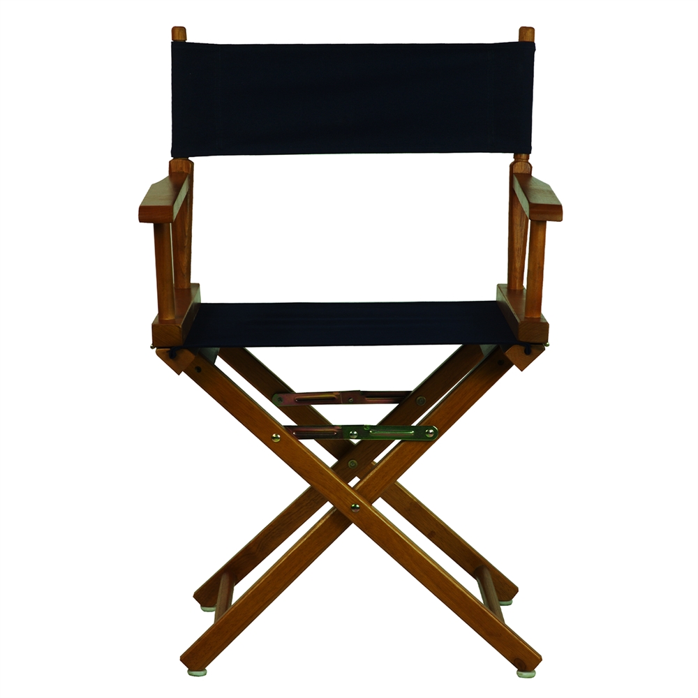18" Director's Chair Honey Oak Frame-Navy Blue Canvas. Picture 1