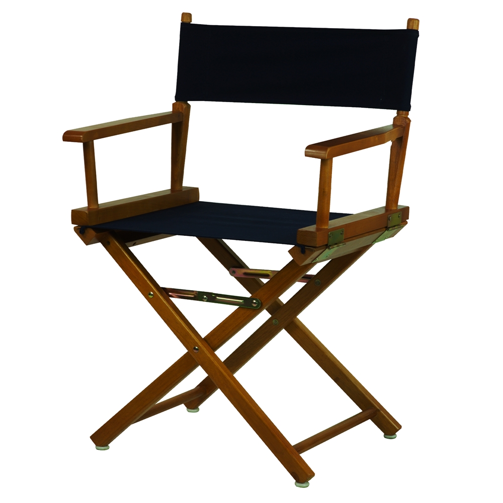 18" Director's Chair Honey Oak Frame-Navy Blue Canvas. Picture 4