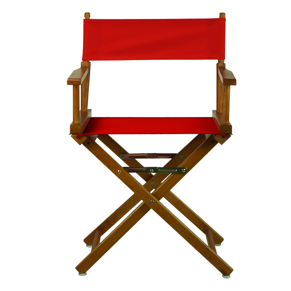 18" Director's Chair Honey Oak Frame-Red Canvas. Picture 1