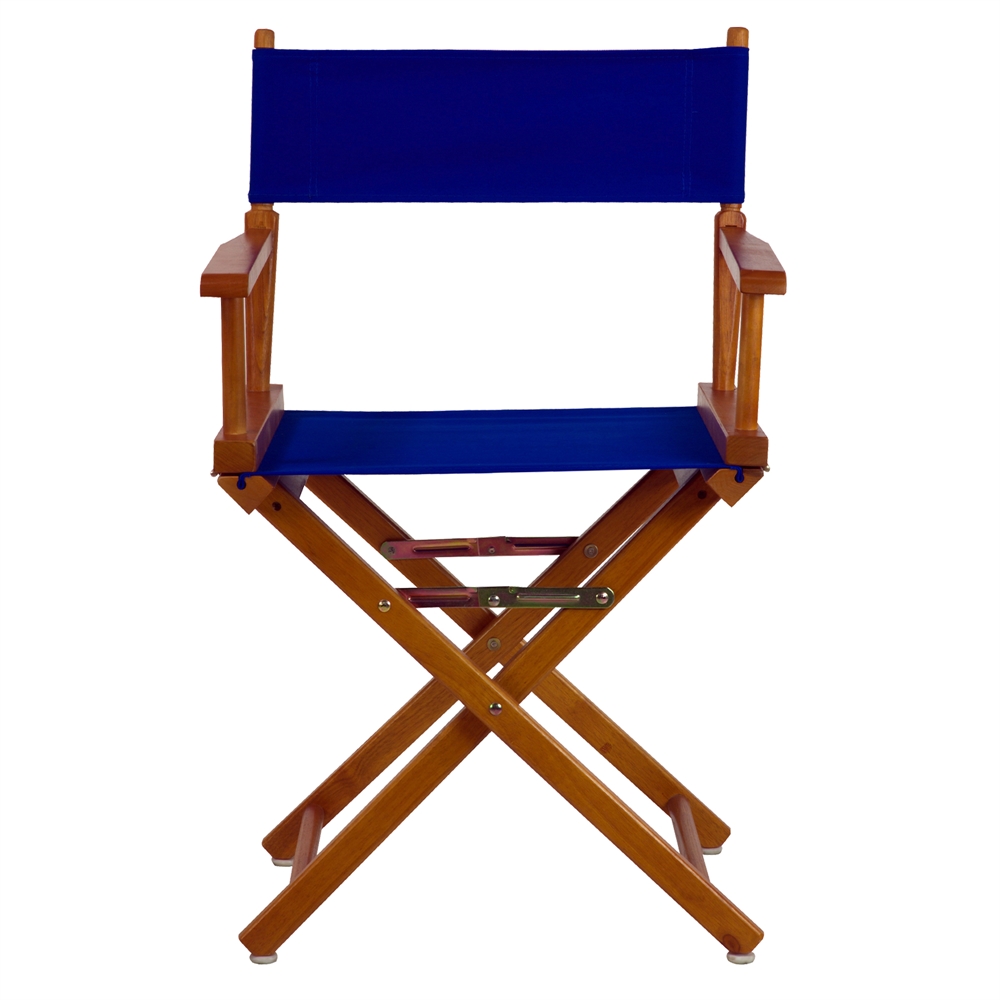 18" Director's Chair Honey Oak Frame-Royal Blue Canvas. Picture 1