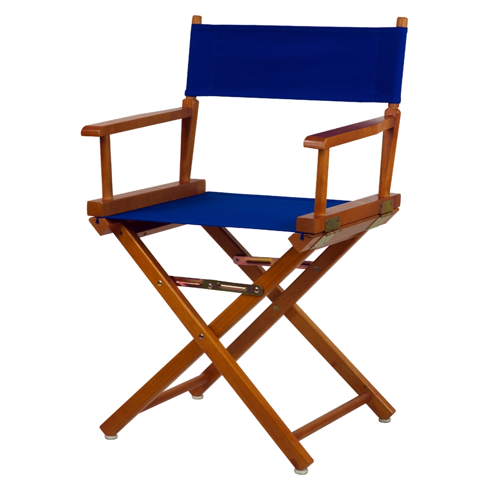 18" Director's Chair Honey Oak Frame-Royal Blue Canvas. Picture 4