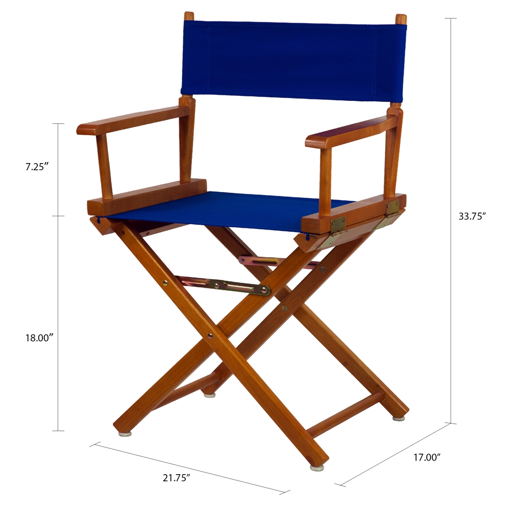 18" Director's Chair Honey Oak Frame-Royal Blue Canvas. Picture 5