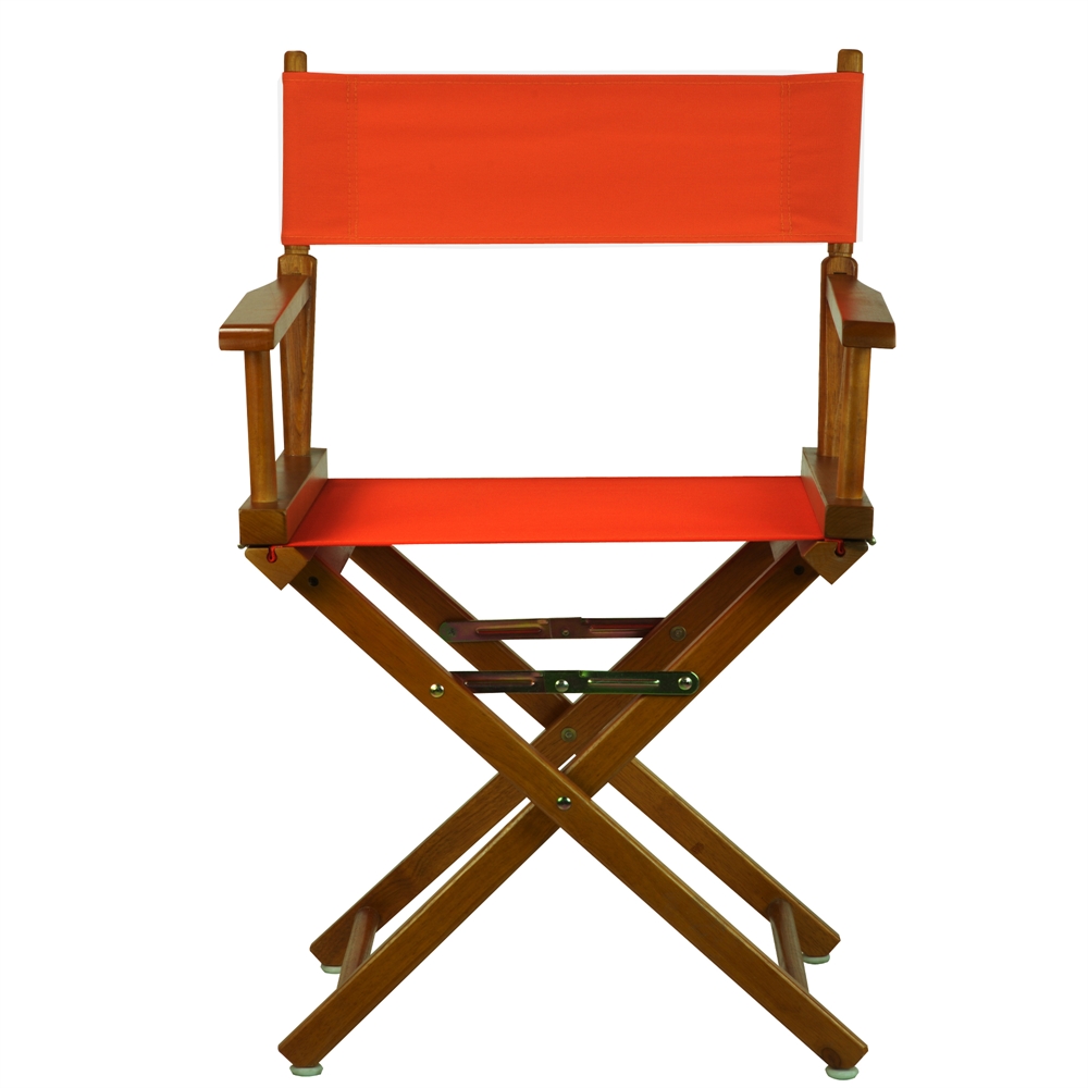 18" Director's Chair Honey Oak Frame-Orange Canvas. Picture 1
