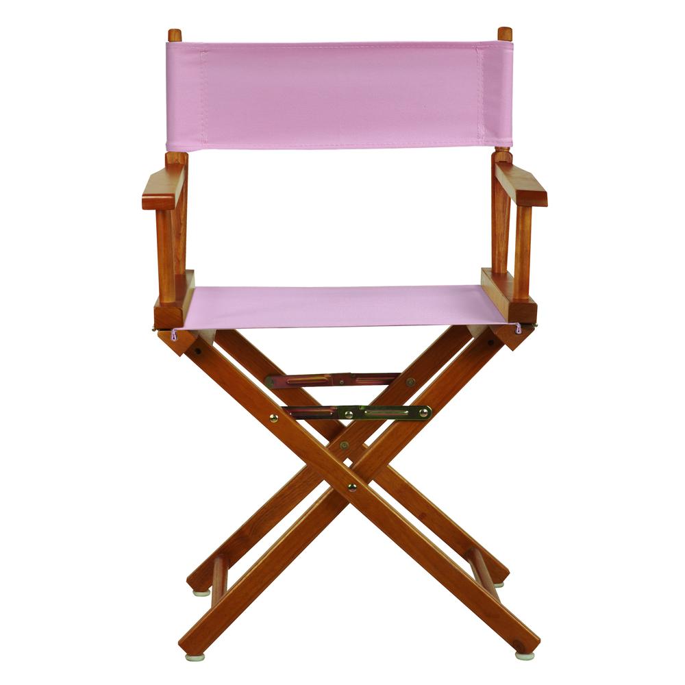 18" Director's Chair Honey Oak Frame-Pink Canvas. Picture 1