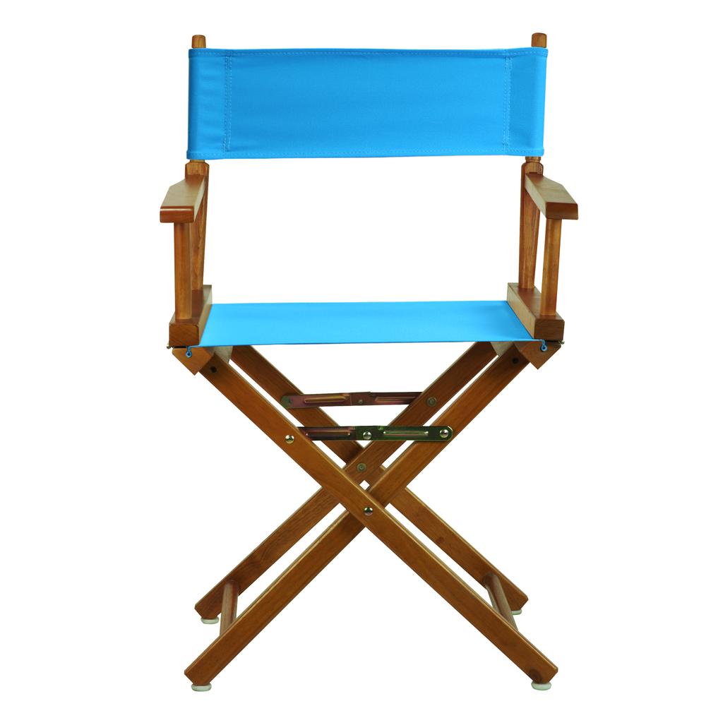 18" Director's Chair Honey Oak Frame-Turquoise Canvas. Picture 1