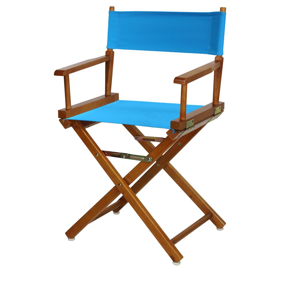 18" Director's Chair Honey Oak Frame-Turquoise Canvas. Picture 5