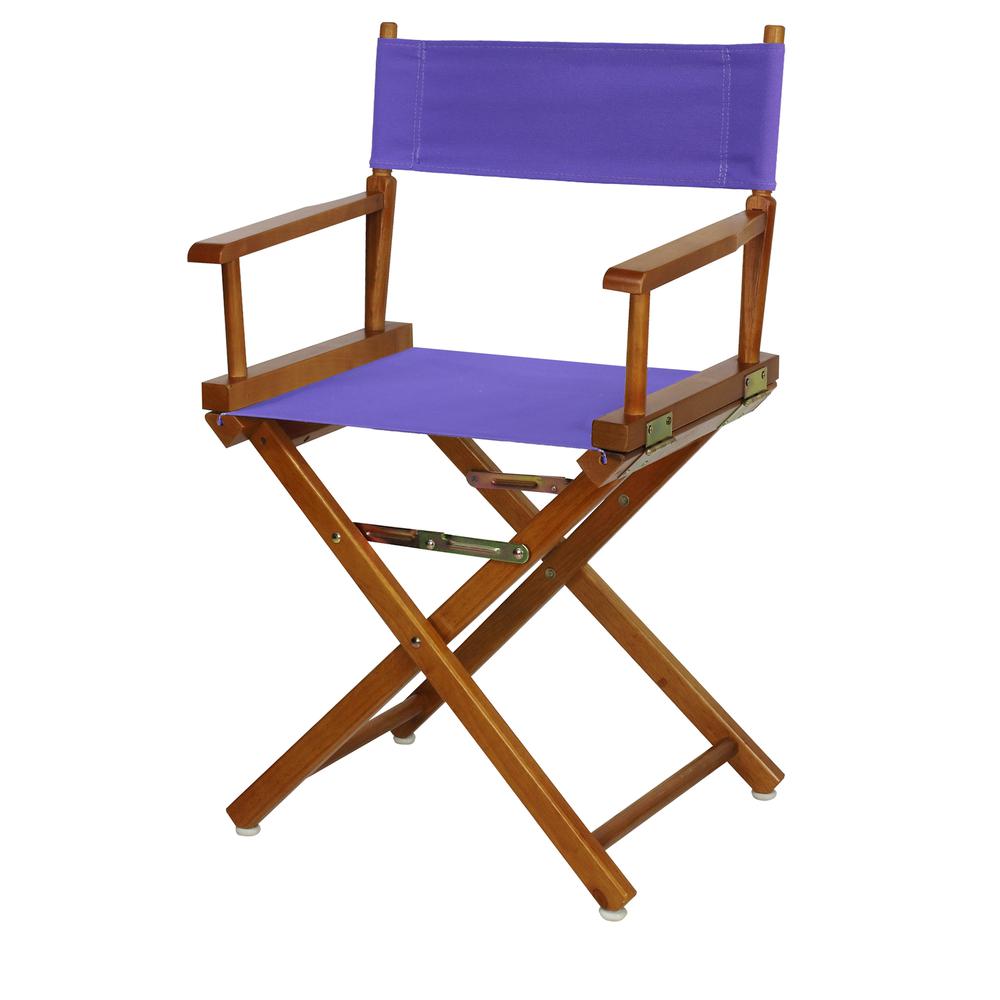 18" Director's Chair Honey Oak Frame-Purple Canvas. Picture 5