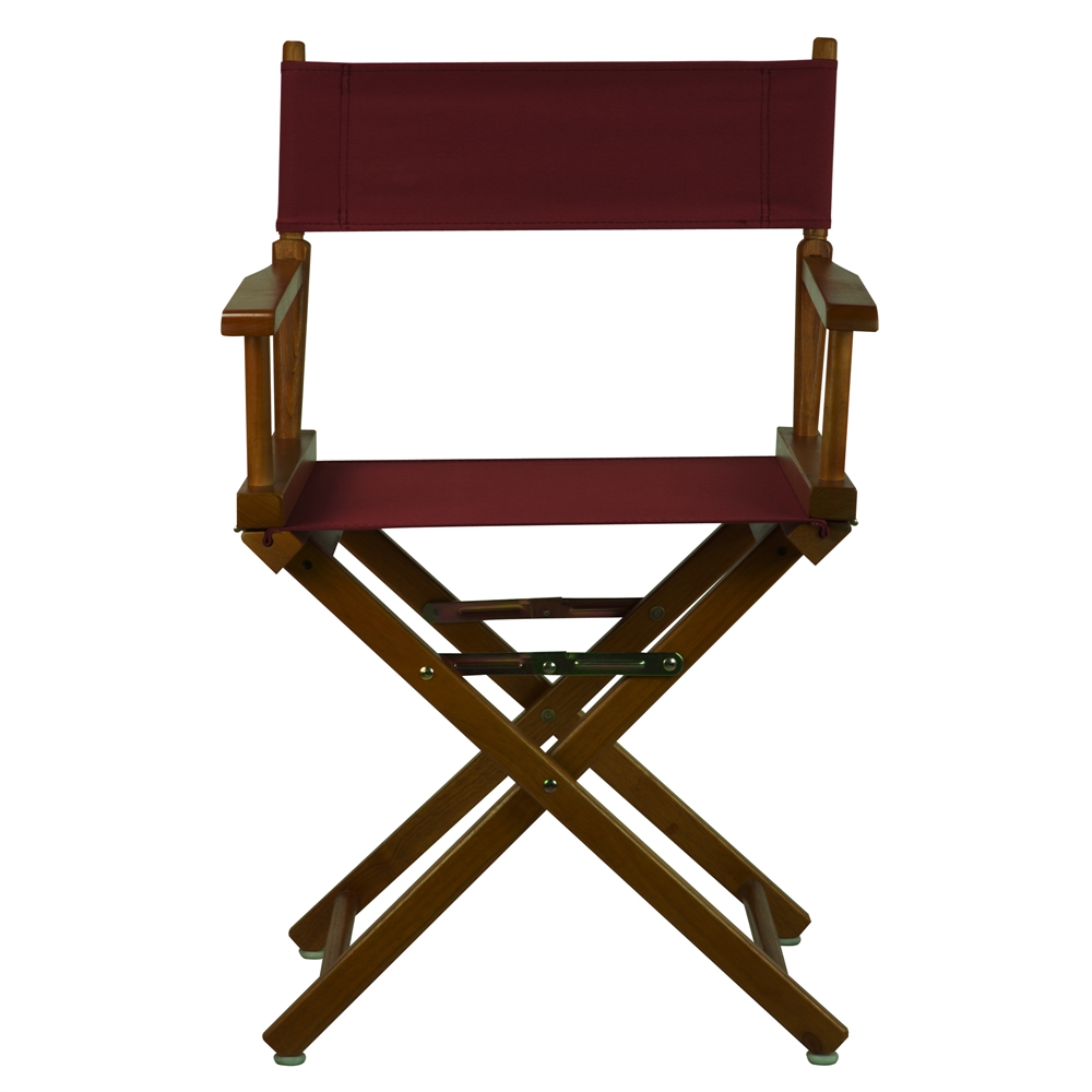18" Director's Chair Honey Oak Frame-Burgundy Canvas. Picture 1