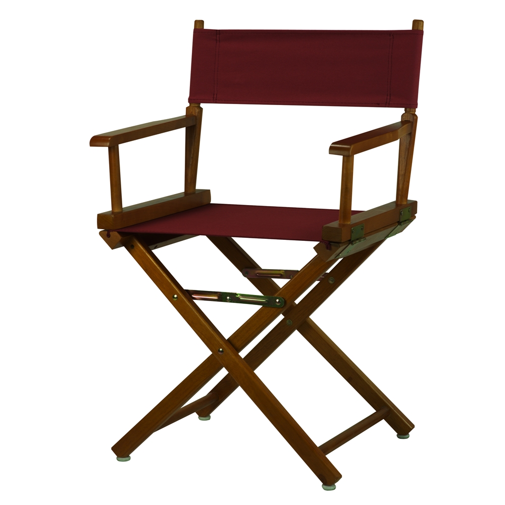 18" Director's Chair Honey Oak Frame-Burgundy Canvas. Picture 4