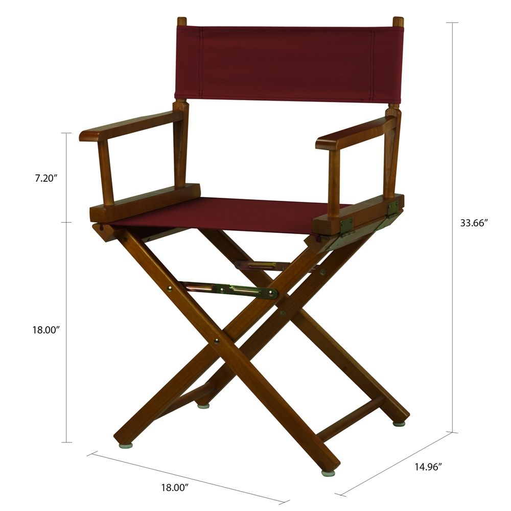 18" Director's Chair Honey Oak Frame-Burgundy Canvas. Picture 5