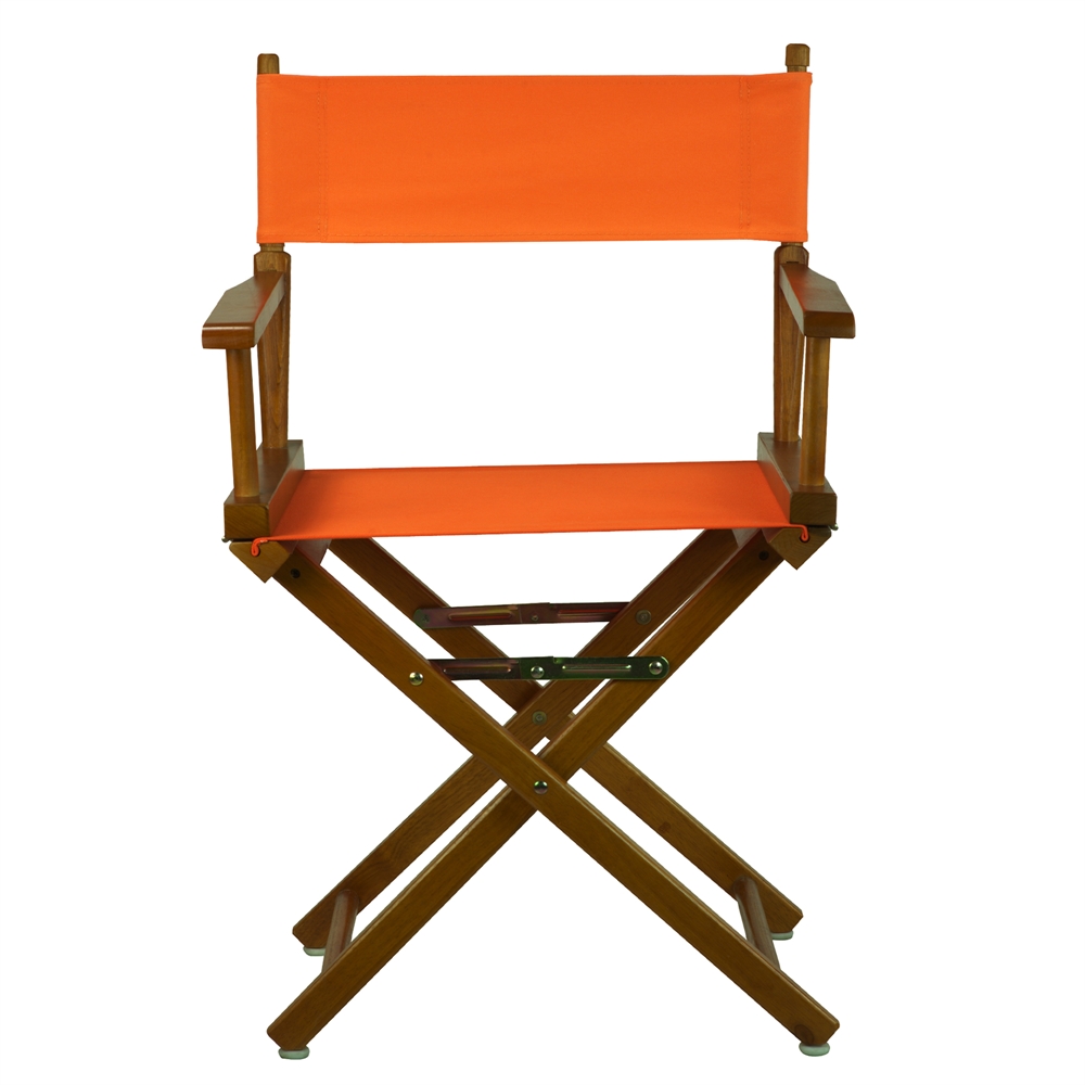 18" Director's Chair Honey Oak Frame-Tangerine Canvas. Picture 1