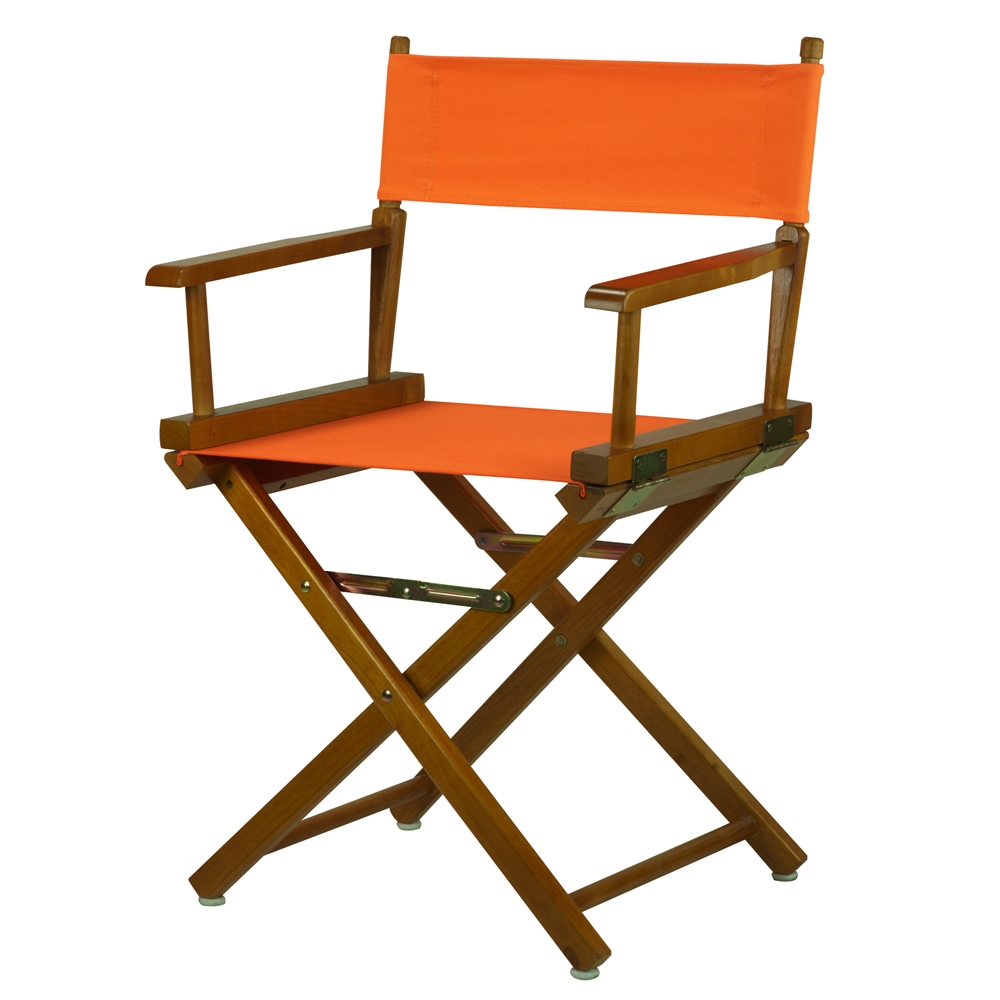 18" Director's Chair Honey Oak Frame-Tangerine Canvas. Picture 4