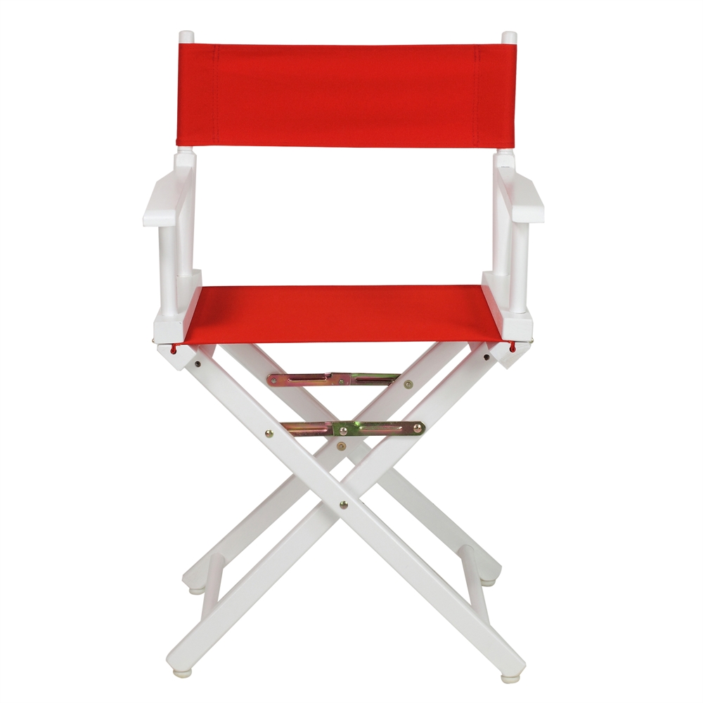 18" Director's Chair White Frame-Red Canvas. Picture 1