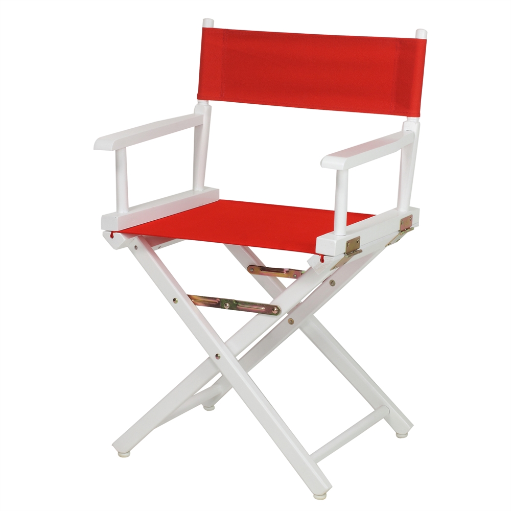18" Director's Chair White Frame-Red Canvas. Picture 4