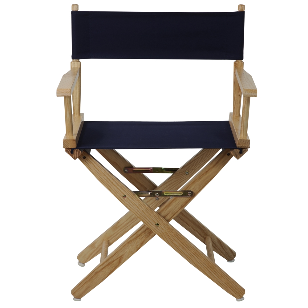American Trails Extra-Wide Premium 18"  Directors Chair Natural Frame W/Navy Color Cover. The main picture.