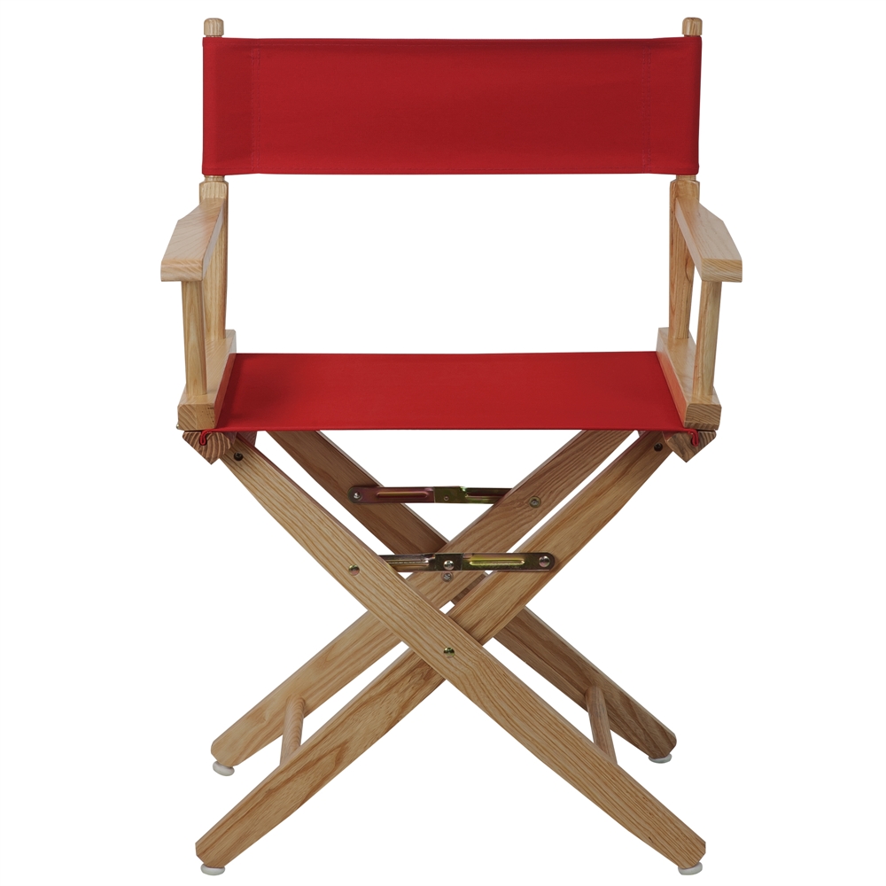 American Trails Extra-Wide Premium 18"  Directors Chair Natural Frame W/Red Color Cover. Picture 1