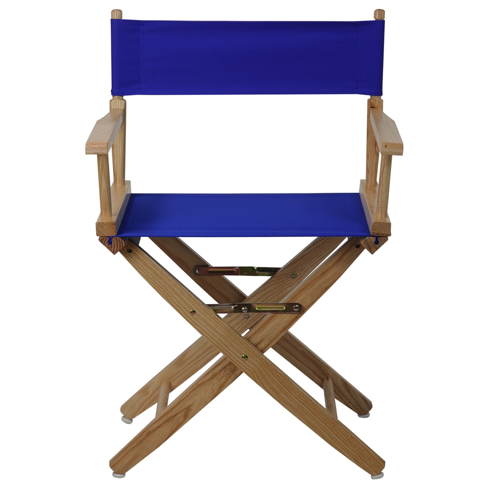 American Trails Extra-Wide Premium 18"  Directors Chair Natural Frame W/Royal Blue Color Cover. Picture 1