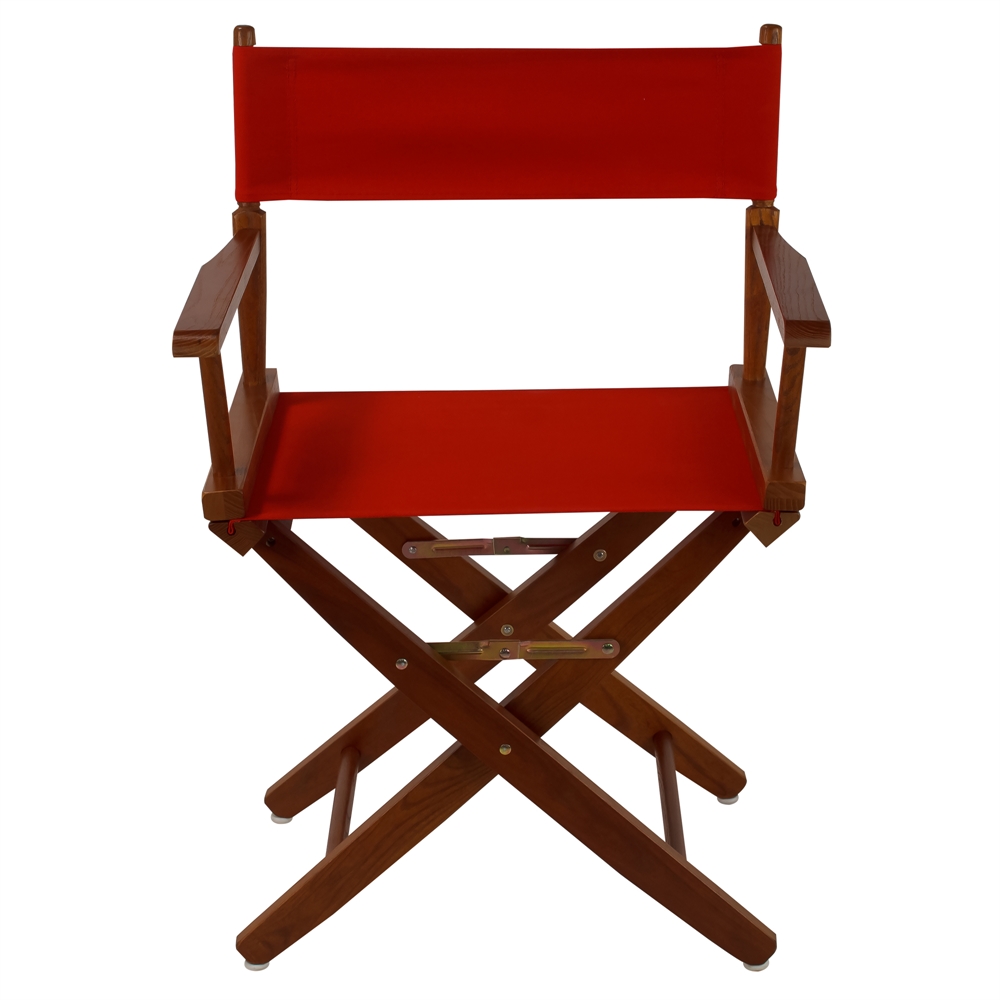 American Trails Extra-Wide Premium 18"  Directors Chair Mission Oak Frame W/Red Color Cover. Picture 1