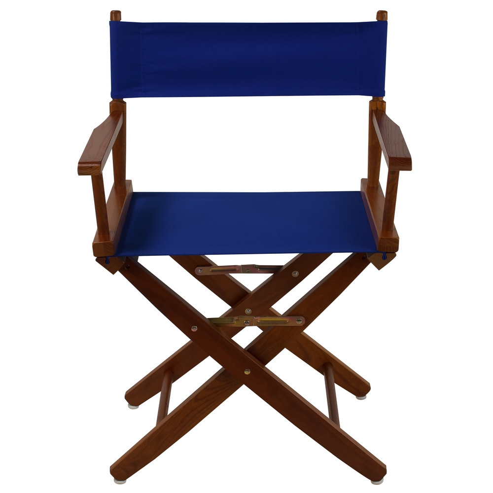 American Trails Extra-Wide Premium 18"  Directors Chair Mission Oak Frame W/Royal Blue Color Cover. Picture 1