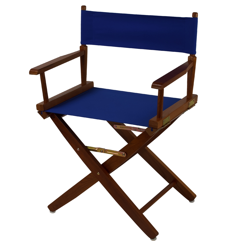 American Trails Extra-Wide Premium 18"  Directors Chair Mission Oak Frame W/Royal Blue Color Cover. Picture 4
